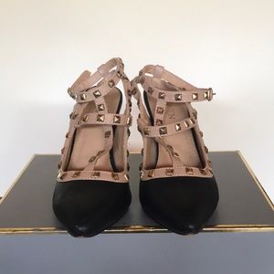 Leuven Alexander Studded Heels Black/Nude Size 7